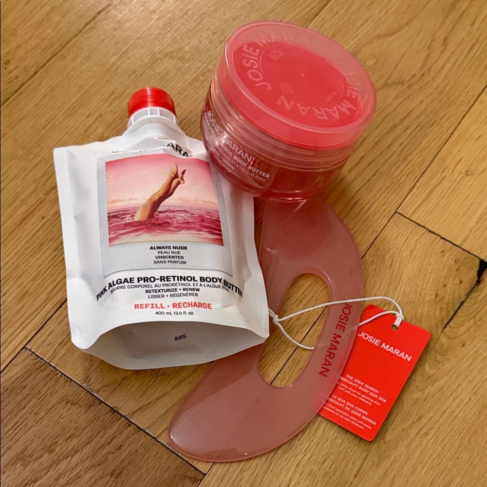 NEW Josie Maran Pro-Retinol Body Butter Refill, Empty Jar, and Body Gua Sha